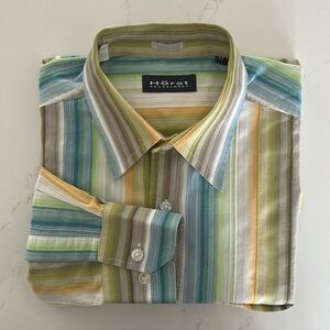 HÖRST DÜSSELDORF Pastel Striped Button Down Shirt Vintage Look Size Medium